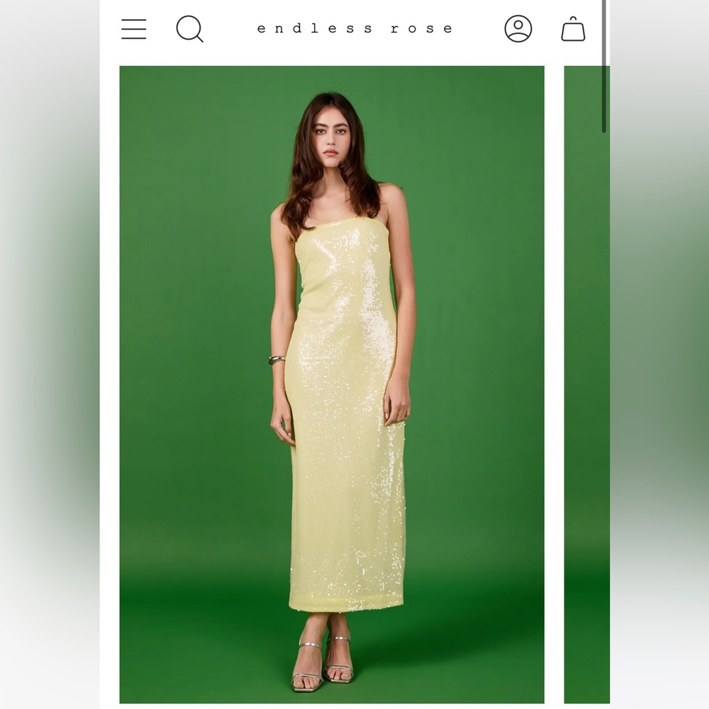 NWT Endless Rose Strapless Sequin Maxi Dress in Butter